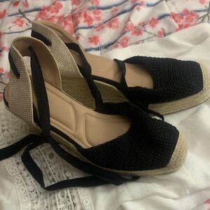 Primark Black and Tan Espadrille Wedges